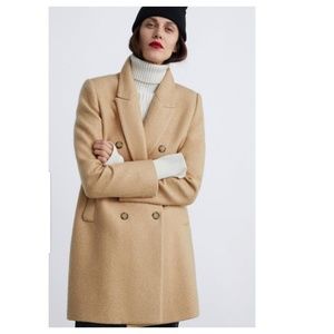 zara double breasted buttoned coat